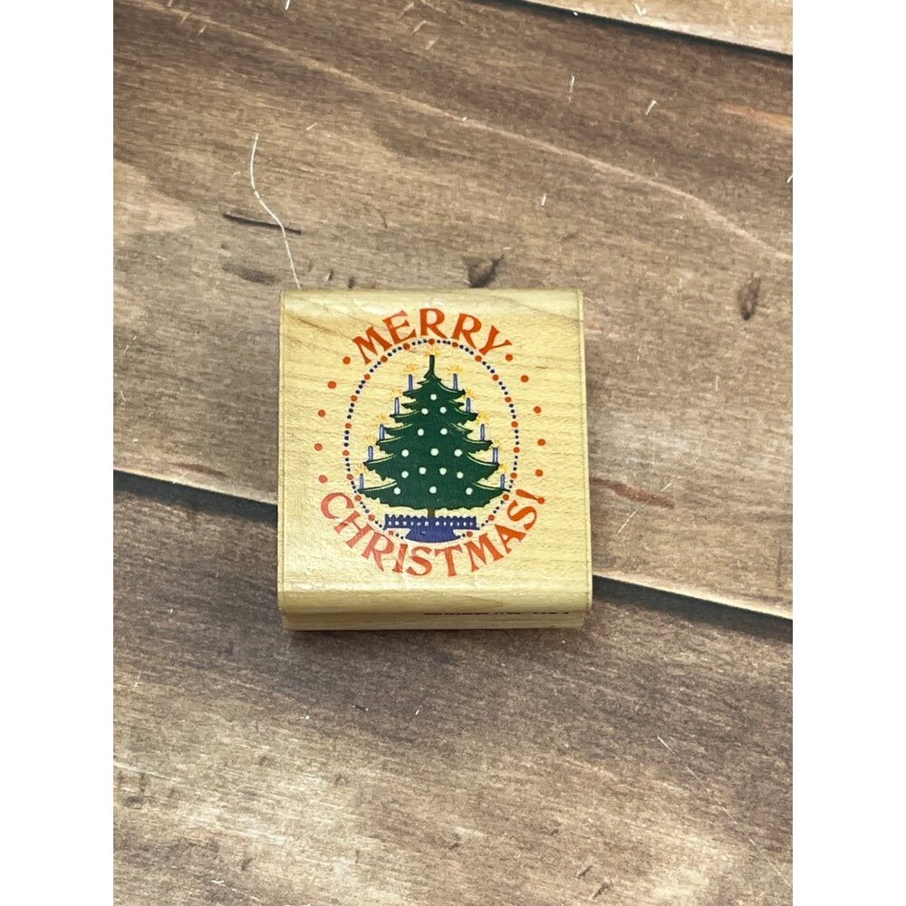 RUBBER STAMPEDE 192-C CHRISTMAS TREE WOOD MOUNTED RUBBER STAMP